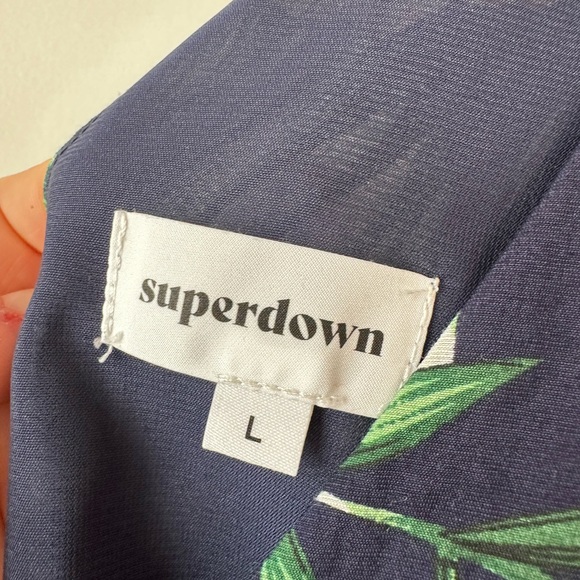 Superdown Penelope Palm Front Wrap Romper Navy (Size L) - Picture 6 of 9